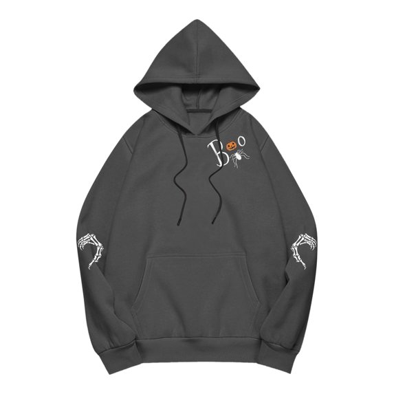Tisuna Halloween Hoodie For Women Soft Graphic Print Hooded Tops Ladies Long Sleeve Festival Theme Party Fall Hoody Size M