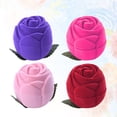 thumbnail image 2 of Shisuyan 4pcs Delicate Jewelry Box Rose Design Ring Case Ring Storage Box Wedding Jewelry Gift Holder (Red, Purple, Pink, Peach Blossom), 2 of 8