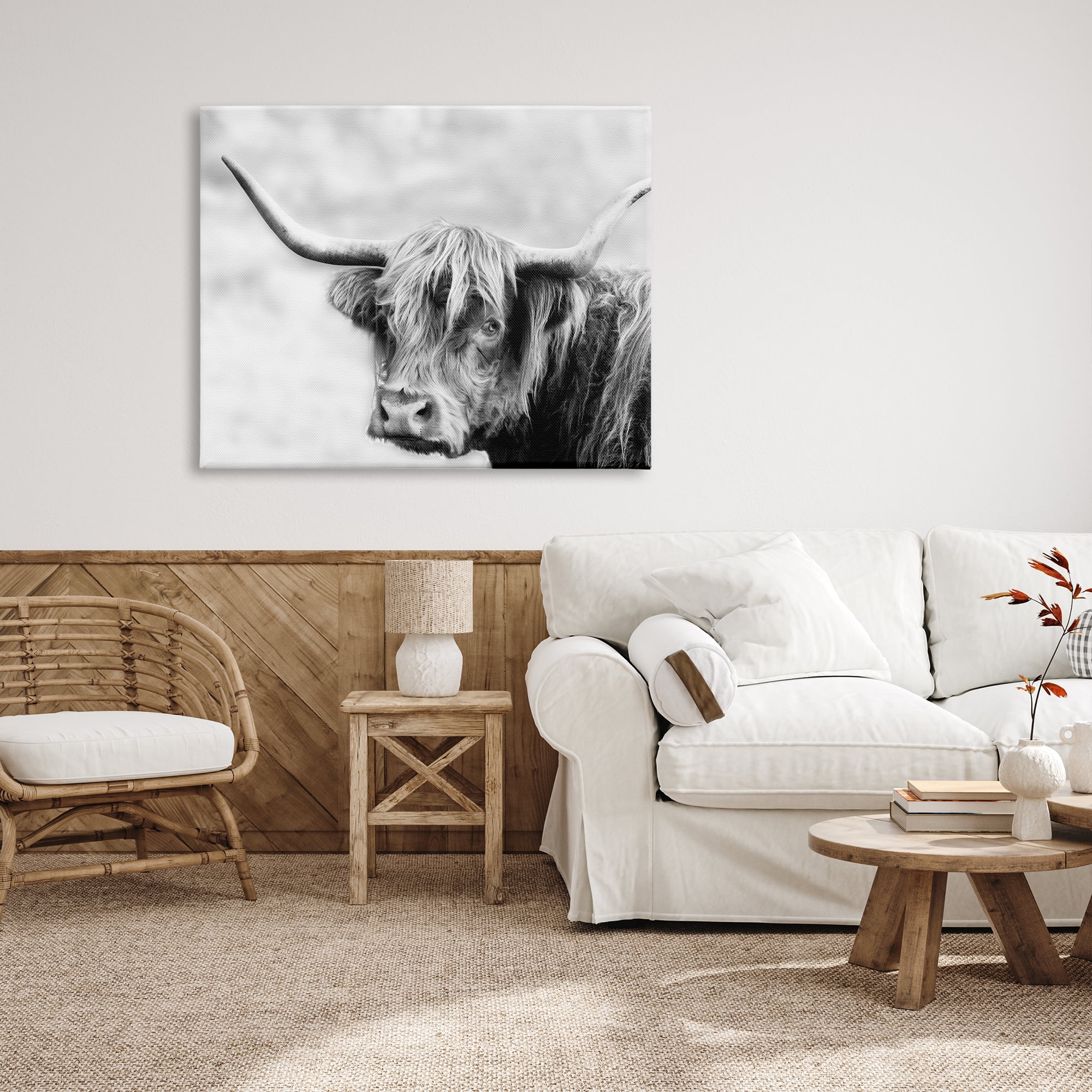 Stupell Industries Bold Country Cattle Black White Photography Wild Animal, 48 x 36, Design by Danita Delimont