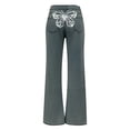 thumbnail image 5 of Women's High Waist Wide Leg Jeans, Butterfly Print Denim Pants, Relaxed Fit Straight Leg Vintage Washed Jeans for Women, Casual Retro Jeans and Daily Outfits-Light Blue, 5 of 7