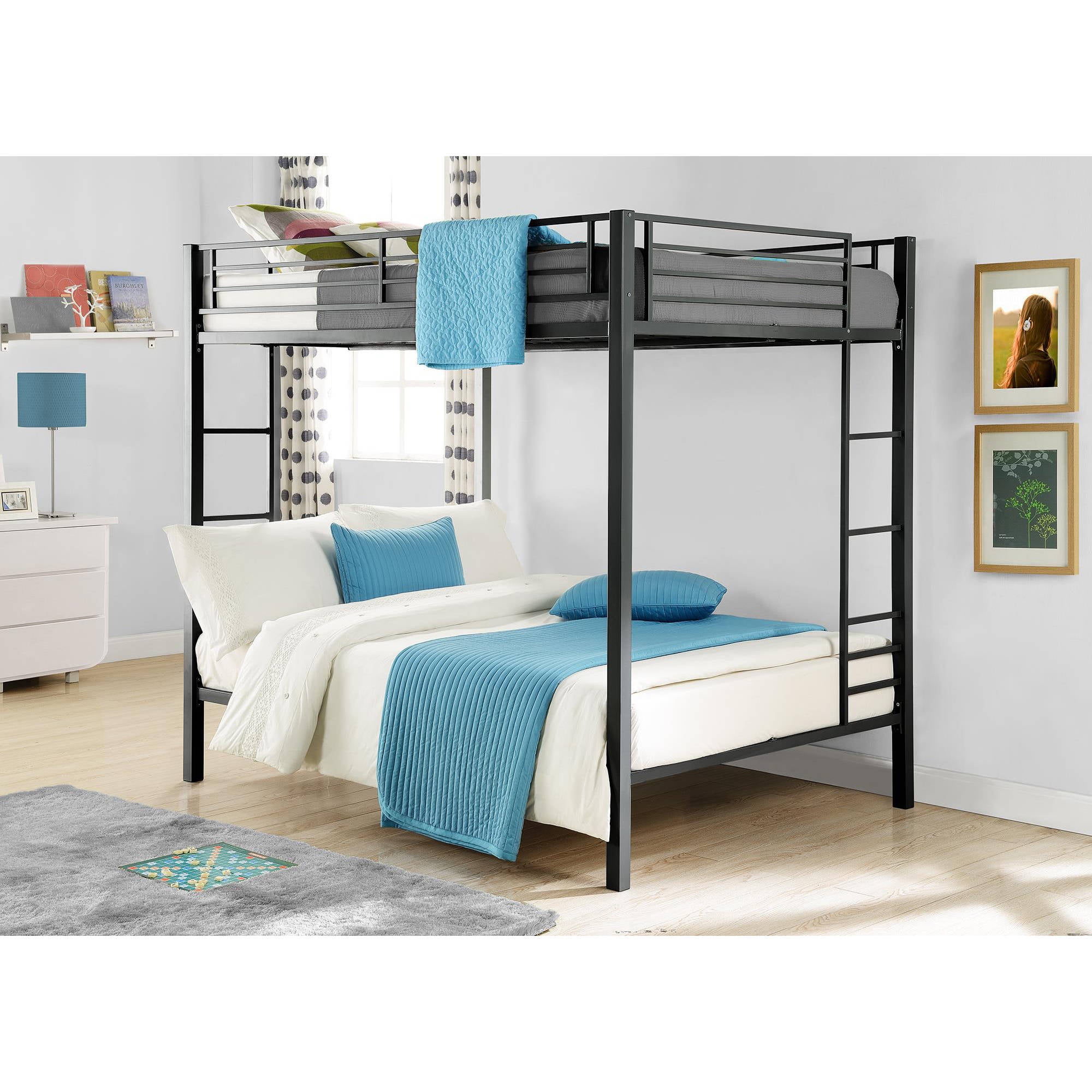 queen over queen bunk bed walmart