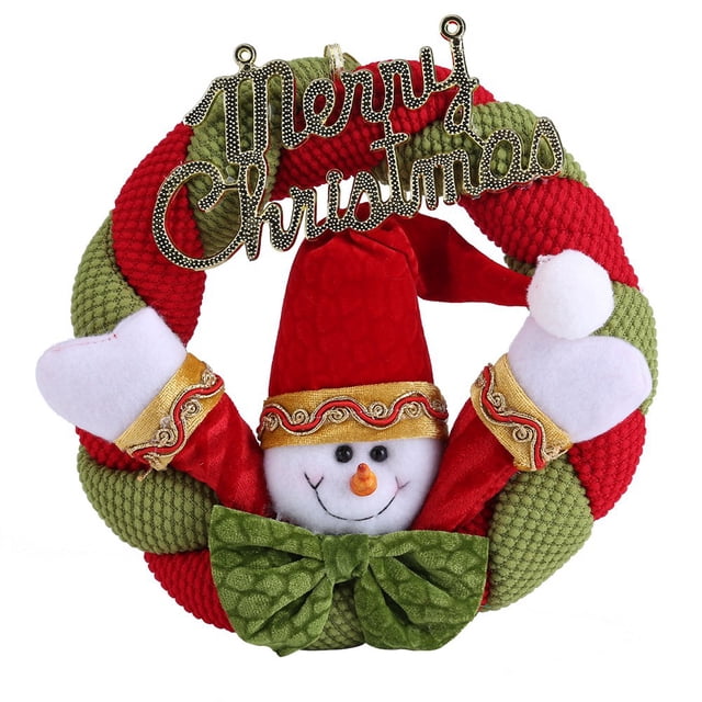 Adornos colgantes de muñeco de nieve para puerta, coronas navideñas, decoraciones para la placa de la puerta, decoración del hogar, regalo