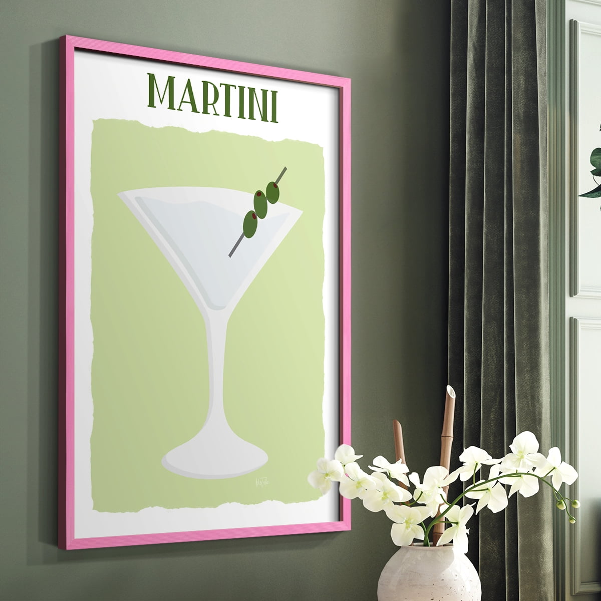 Martini in Pink Solid Wood 8 x 10 Framed Print