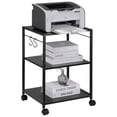 thumbnail image 1 of Printer Cart 3-Tier Rolling Printer Stand with Hooks, Lockable Wheels & Adjustable Storage Shelves Mobile Printer Shelf Large Tall Printer Table for Home Office Small Spaces Organization, 1 of 8