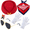 Red, variant on Female Flight Attendant Role Accessories - Featuring Pilot Sunglasses, A Stylish Hat, A Bright Scarf, And White Gloves. These Are Props For Masquerade Themes.