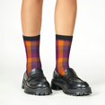 thumbnail image 4 of Fuzoiu Purple Yellow Buffalo Plaid Print Kids Socks For Boys Girls,Grip Crew Socks with Non Slip,Lightweight Stretch Crew Socks,Toddlers Crew Boot Socks, 4 of 5