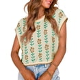 thumbnail image 5 of Cap Sleeve Flower Print Women Casual Knit Crop Tops Sweater Vest, 5 of 6