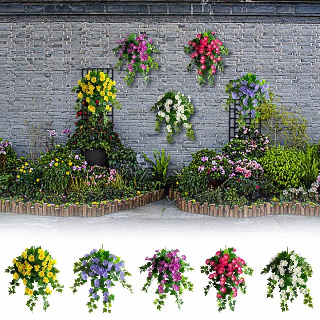 Flores Artificiales de Pared, Decoración Colgante de Campanilla Realista, Arreglo Floral de Seda Versátil, Diseño Sin Mantenimiento, Ideal para Eventos En Casa o En La Oficina, Realce Natural de La B