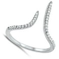 thumbnail image 4 of Micro Pave White CZ Open Pointed Bar Ring .925 Sterling Silver Band Jewelry Female Size 6, 4 of 4