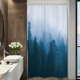thumbnail image 2 of Small Stall Mens Shower Curtain for Bathroom Decor 36Wx72H Narrow Half Rv Nature Blue Misty Tree Mountain Foggy Woodland Art Printed Fabric Polyester Waterproof 7 Pack Plastic Hooks, 2 of 6