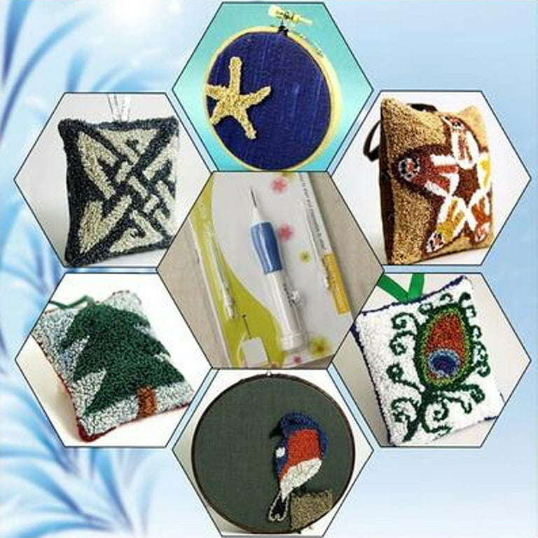 21PC Punch Needle Embroidery Kits Adjustable Punch Needle Tool, Wooden  Handle Embroidery Pen, Bamboo Hoops, Punch Needle Cloth, Big Eye Needles