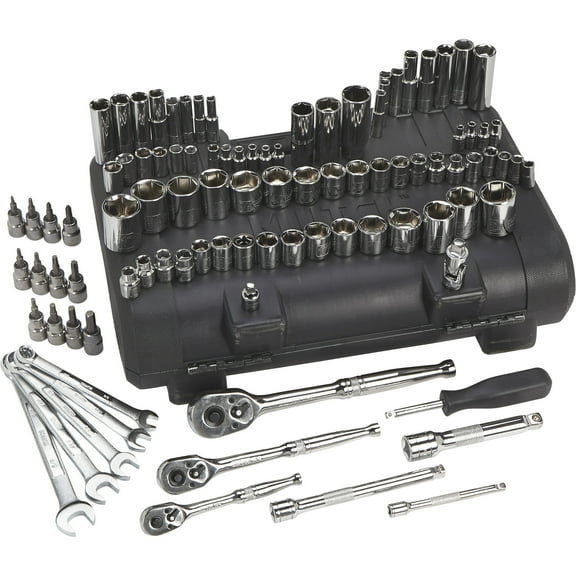 Klutch Mechanic's Socket Set, 97-Pc., 1/4in., 3/8in. and 1/2in. Drive, SAE & Metric