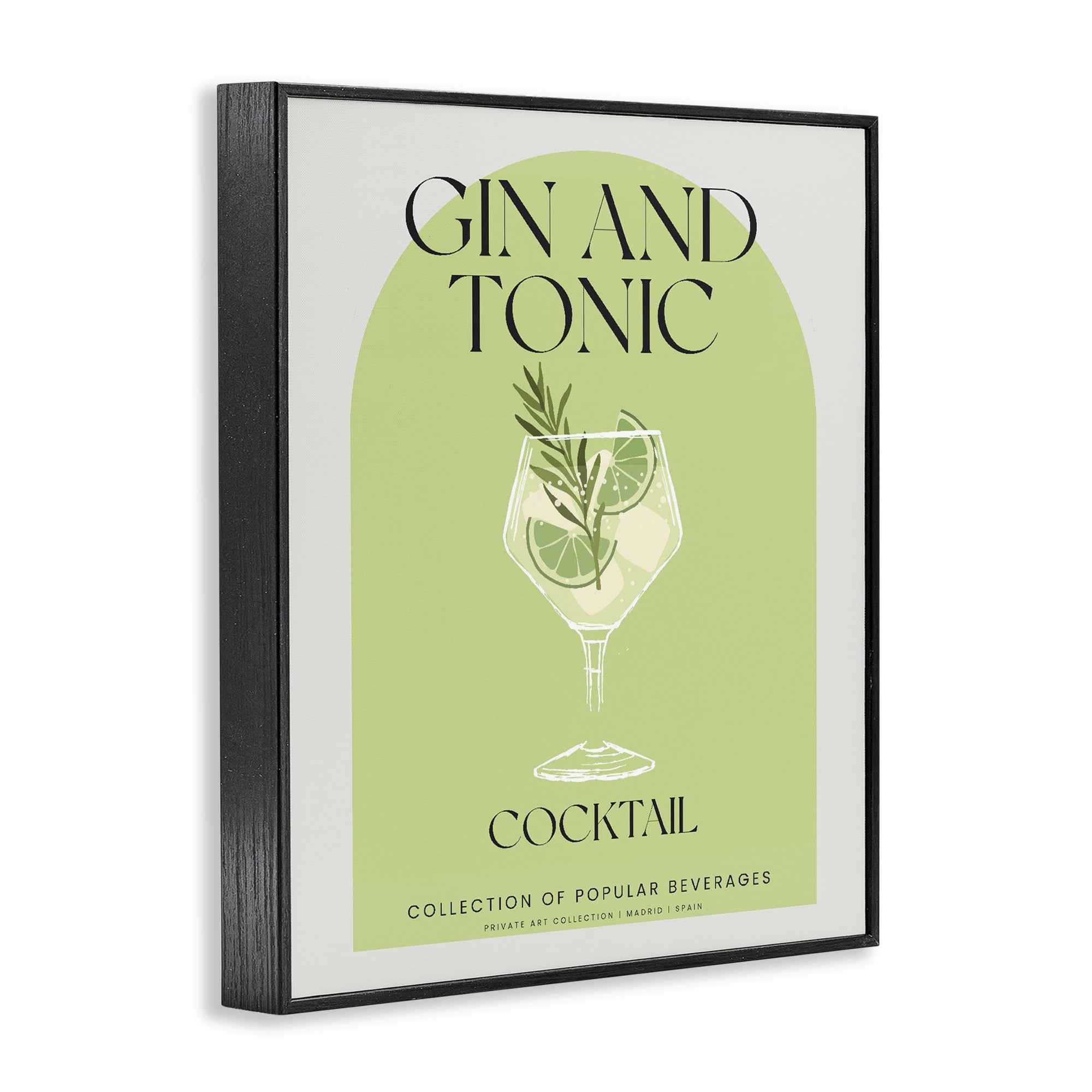Stylish Retro Gin & Tonic Black Framed Giclee Art, design by Lil' Rue