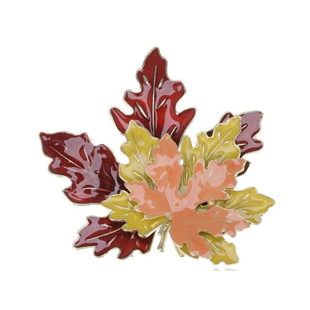 - Golden Tone Metal Red Yellow Orange Enamel Maple Leaf Fashion Pin Brooch