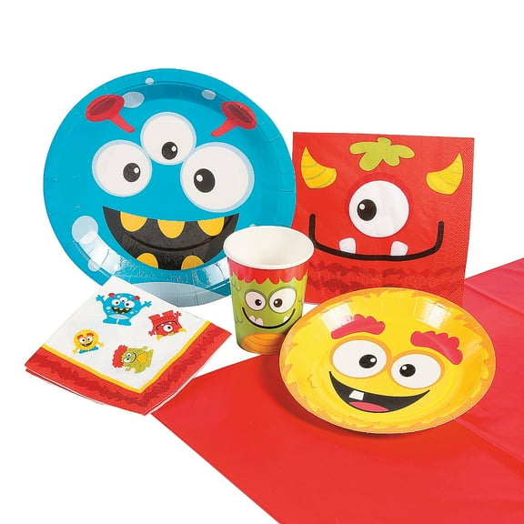 Lil’ Monster Tableware Kit for 8 Guests, Party Supplies, Halloween, 57 Pieces