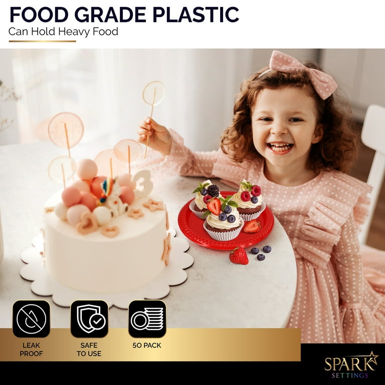 Amcrate Red Disposable Plastic Party Plates