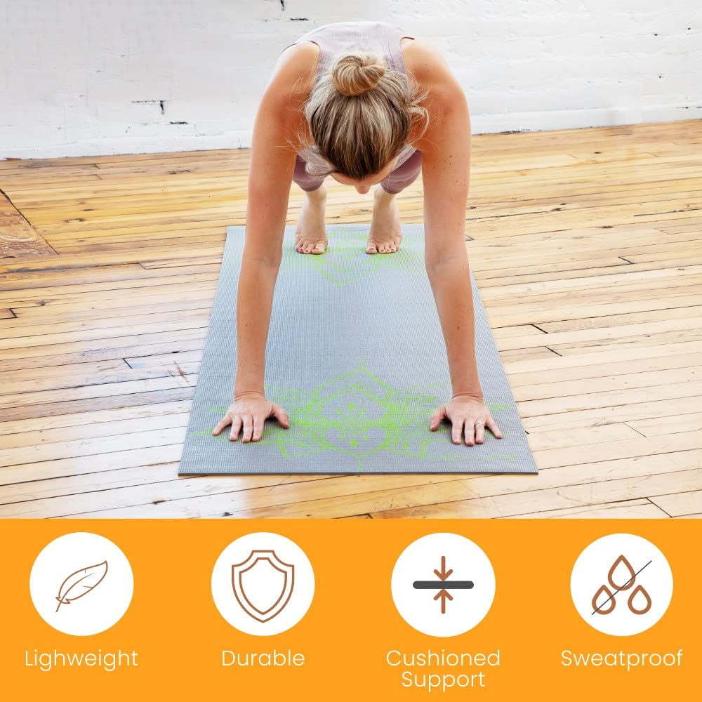 Sol Living 6P Free Yoga Mat Yoga Mat Stretching Pilates Meditation Exercise Mat Gym Equipment Non Slip Portable Travel Yoga Accessories Foldable Workout Mat - 24" x 72" - Grey