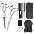 thumbnail image 1 of Juego de 11 piezas de tijeras de peluquería para el hogar, color negro, tijeras de dientes planos, tijeras para el cabello, 1 of 6