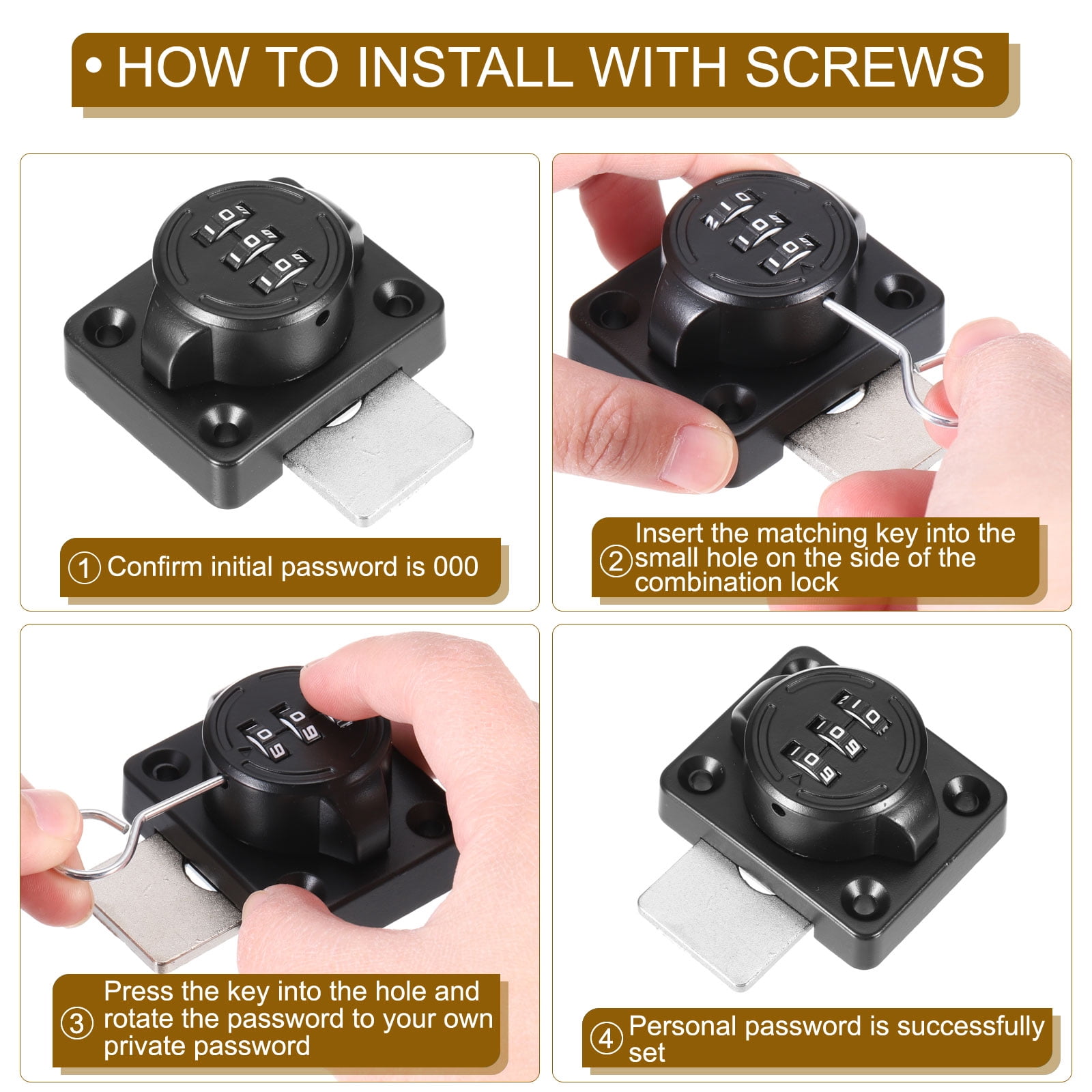 Combination Cabinet Latch,Mechanical Keyless Password Lock with Screw Grey 2 Pcs