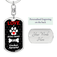 thumbnail image 2 of Cocker Spaniel Stainless Steel or 18k Gold Premium Swivel Dog Tag Keychain, 2 of 16