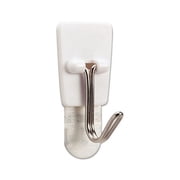 General Purpose Wire Hooks Small, 0.5 lb Cap, White, 3 Hooks and 6 Strips/Pack