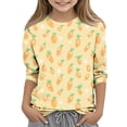 thumbnail image 2 of PWPSG Kids Easter Shirts 2026 Cute Rabbit Bunny Print Pullovers 3/4 Sleeve Crewneck Blouses Lightweight Summer Casual Shirts Funny Egg Graphic Tees for Girl Yellow 5-6 Years, 2 of 6