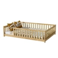 thumbnail image 6 of Bellemave Full Size Montessori Bed Frame with Slats and Rails, Solid Wood Full Floor Bed for Kids/Boys/Girls, No Box Spring Needed (Natural), 6 of 7