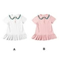 thumbnail image 5 of Summer Hiking Girls Dress Event Turndown Collar Short Sleeve Breathable Casual Style Simple Design Pleated Dresses White 120cm, 5 of 8