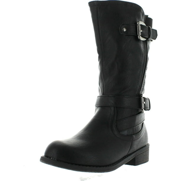 block heel buckle boots