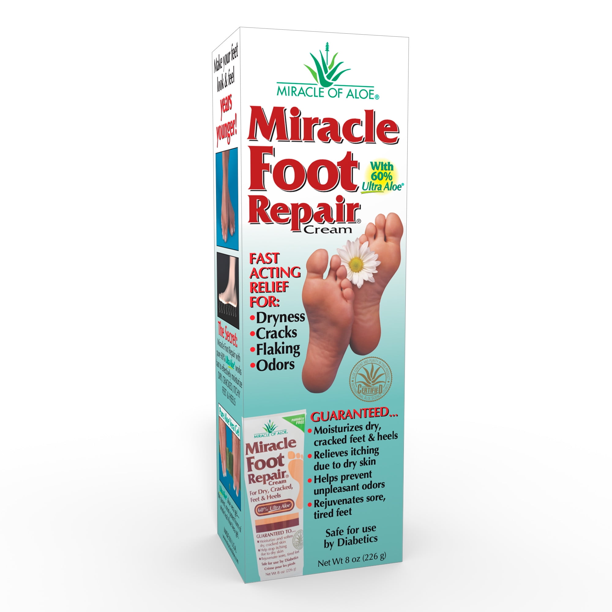 Miracle Foot Repair Cream from Miracle of Aloe, with 60% Ultra Aloe, As Seen On TV, 8 oz.