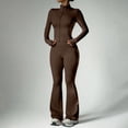 thumbnail image 6 of LIUJUNSHOP Women 2 Piece Outfits Tracksuit Set Long Sleeve Full Zipper Crop Jacket and Flare Pants Workout Set With Pockets Brown L, 6 of 6
