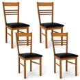 thumbnail image 1 of Gymax Wood Dining Chairs Set of 4 w/Rubber Wood Frame Padded Seat & Slatted Backrest Walnut, 1 of 10