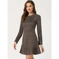 thumbnail image 2 of Unique Bargains Women's Faux Suede Ruffle Hem Long Sleeve Mini Dresses L Dark Brown, 2 of 6