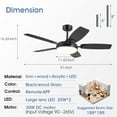 thumbnail image 2 of PHORUS 52'' Black Outdoor Ceiling Fan with LED Light, Remote Control, 3-Color Dimmable, Reversible 6-Speed Modern Fan for Bedroom & Kitchen, 2 of 7