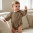 thumbnail image 7 of Kezqiaxn Newborn Onesies Crew Neck Long Sleeve Bodysuit Solid Color Cotton Rompers Fall Winter Baby Clothes 0-24Months, 7 of 7