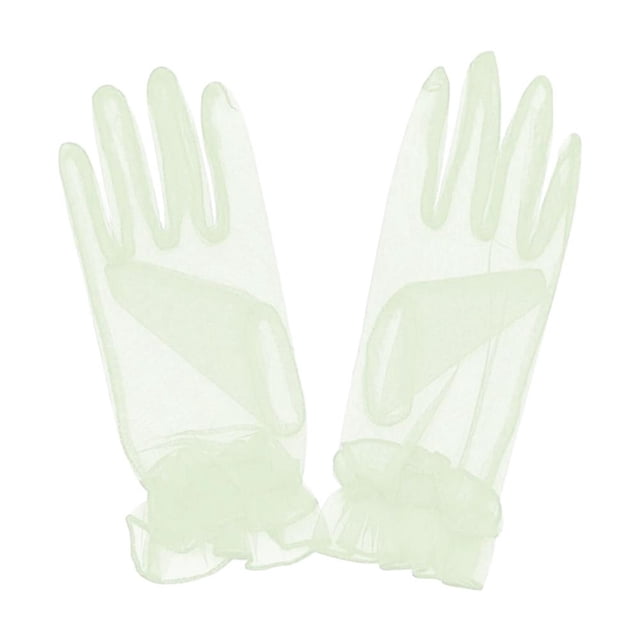 Wedding Gloves Transparent Thin Mesh Short Style Color Black And White Red With Bag Fingers