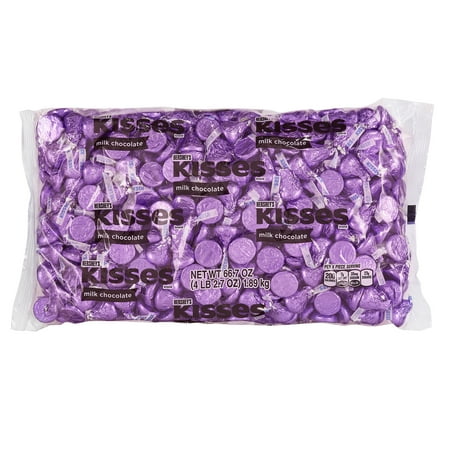 Hershey’s Kisses Candy, Milk Chocolate, Purple Foil, 4.1 Lb.