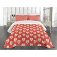 thumbnail image 3 of Ambesonne Love Quilted Bedspread Set 3 Pcs, Hipster Hearts Valentines, King Size, Vermilion Multicolor, 3 of 5