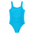 thumbnail image 4 of FINALGANG Girls One Piece Swimsuit Solid Color Sleeveless High Waist Stretchy Onesie Bathing Suit For Kids Teen Beach Pool Summer Wear Blue 15-16Y, 4 of 4