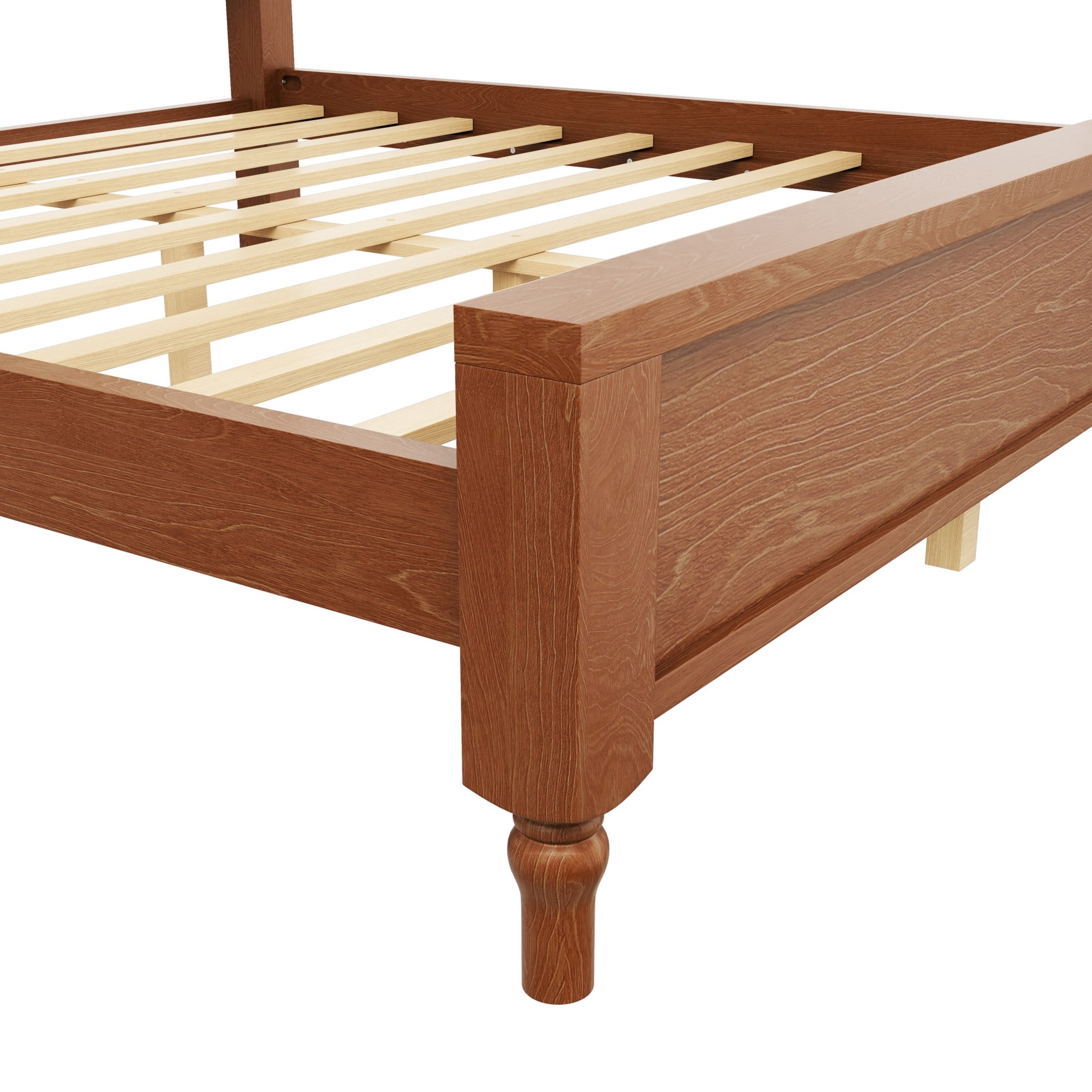 Noble House Caldon King Size Platform Bed, Pine Wood Frame with Curved Upholstered Headboard, Beige and Brown