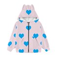 thumbnail image 4 of YunPes Girls Cat Ear Hoodies Heart Print Full Zip Hooded Jacket Cute Valentines Day Sweatshirt Cozy Fleece Coat Trendy Coat Sweaters, 4 of 4