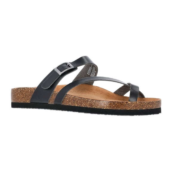 Time and Tru Women's Asymmetric Strap Footbed Sandals, Wide Width Available