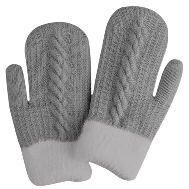 Double Layer Winter For Warm Knitted Mittens Soft Thermal Windproof Cold Weather