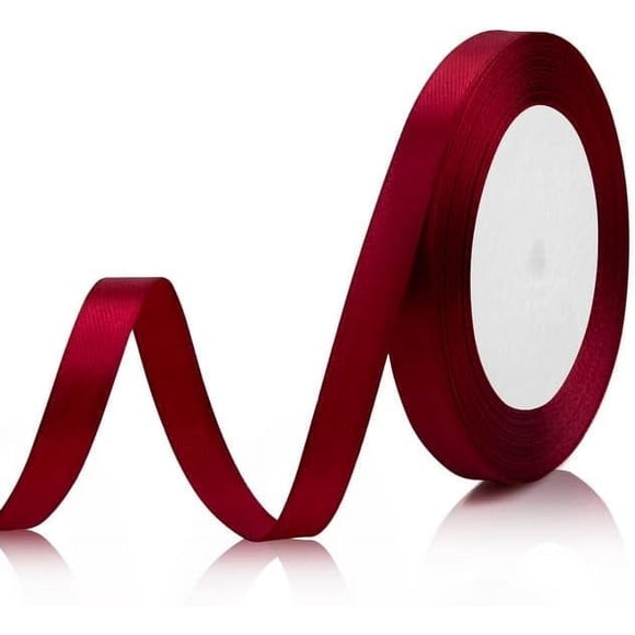 Red Ribbon for Gift Wrapping 3/8 Inch 25 Yds Dark Red Ribbon for Flower Bouquet Ribbon Gifts Bow Maker Mothers Day Fathers Day Ribbons for Crafts Hair Burgundy Ribbon for Christmas Tree Decorations