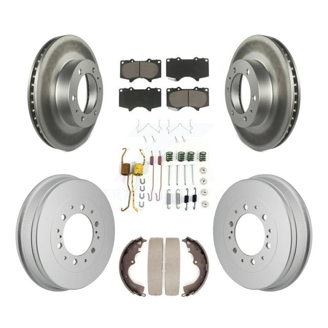 Transit Auto Front Rear Coated Disc Brake Rotors Ceramic Pads and Drum Kit (7Pc) for Car Toyota Tacoma KGC-102872