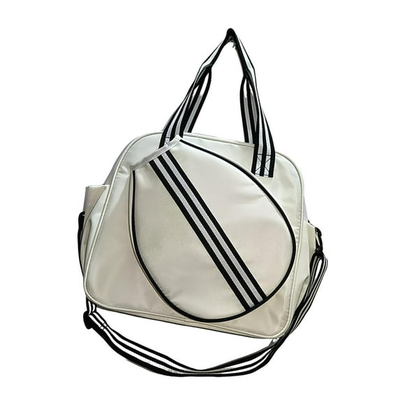 Almencla Sac de Tennis Sac de Pickleball Sac Professionnel Grand Sac Bandoulière Sac pour Raquette de Tennis Blanc