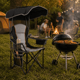 thumbnail image 3 of DKMOCO Camping Chair with Canopy, Outdoor Folding Chair with Adjustable Sun Shade, Heavy Duty Beach Chair with Cup Holder and Side Pocket, Portable Lawn Chair for Adults, Camping, Beach, Patio, Sport, 3 of 17