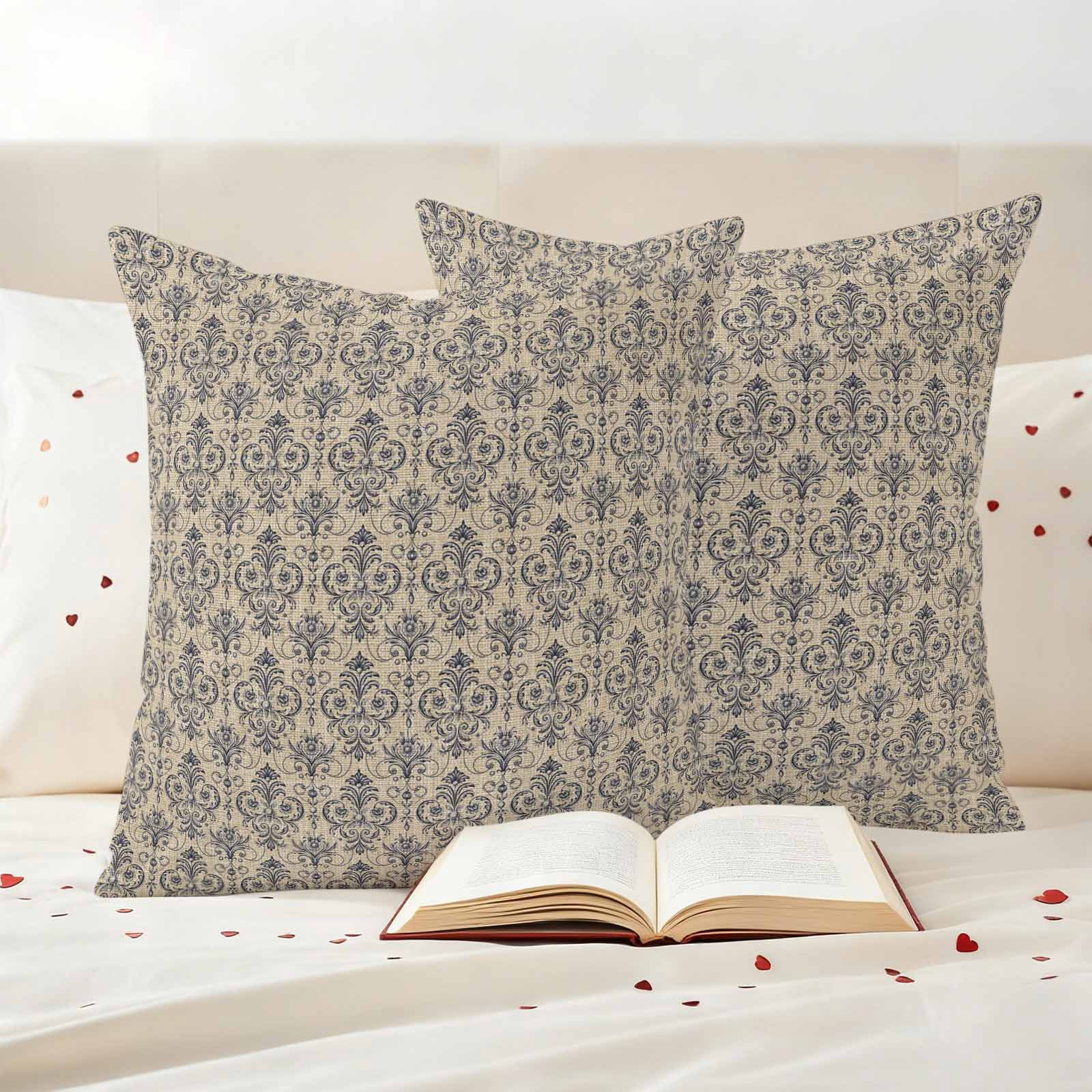 Brown Floral Abstract Outdoor Waterproof Throw Pillow Covers 20x20 Set of 2, Vintage Ethnic Bohemian Flowers Decorative Pillowcases Cushion Pillowcase for Couch Sofa Patio Outside Pillow Protector