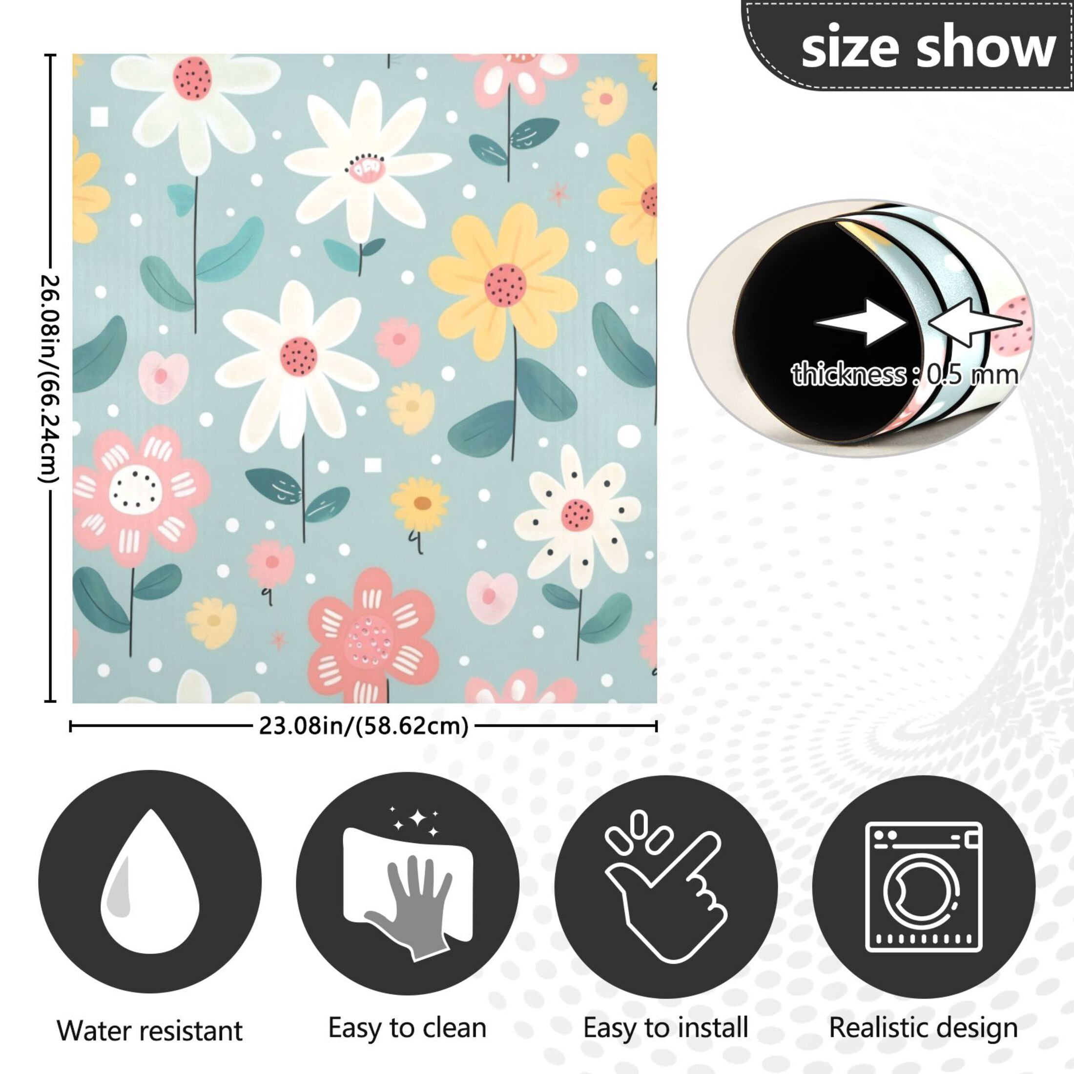 Dishwasher Magnetic Sticker 23x26 Inch Refrigerator Magnetic Sticker Washing Machine Magnetic Sticker Kitchen Panel Magnetic Sticker Home Decor Stick Figure Flower