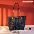 thumbnail image 6 of Montana West MEDIUM Tote Bag for Women Quilted Chain Handbags Shoulder Purse, Dark Black, 6 of 7